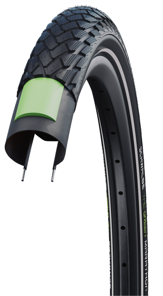 Schwalbe Pneu Green Marathon, GG, Starr mit Reflexstreifen, black